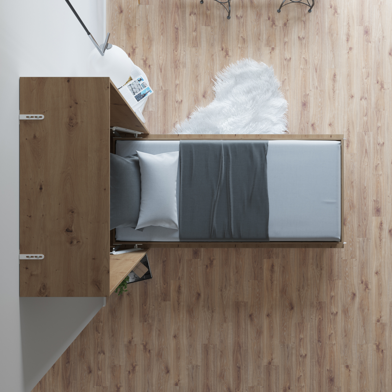 Nordic Skabsseng Høj Model 90x200 Cm Farve Skab: Vild Eg Front: Vild Eg