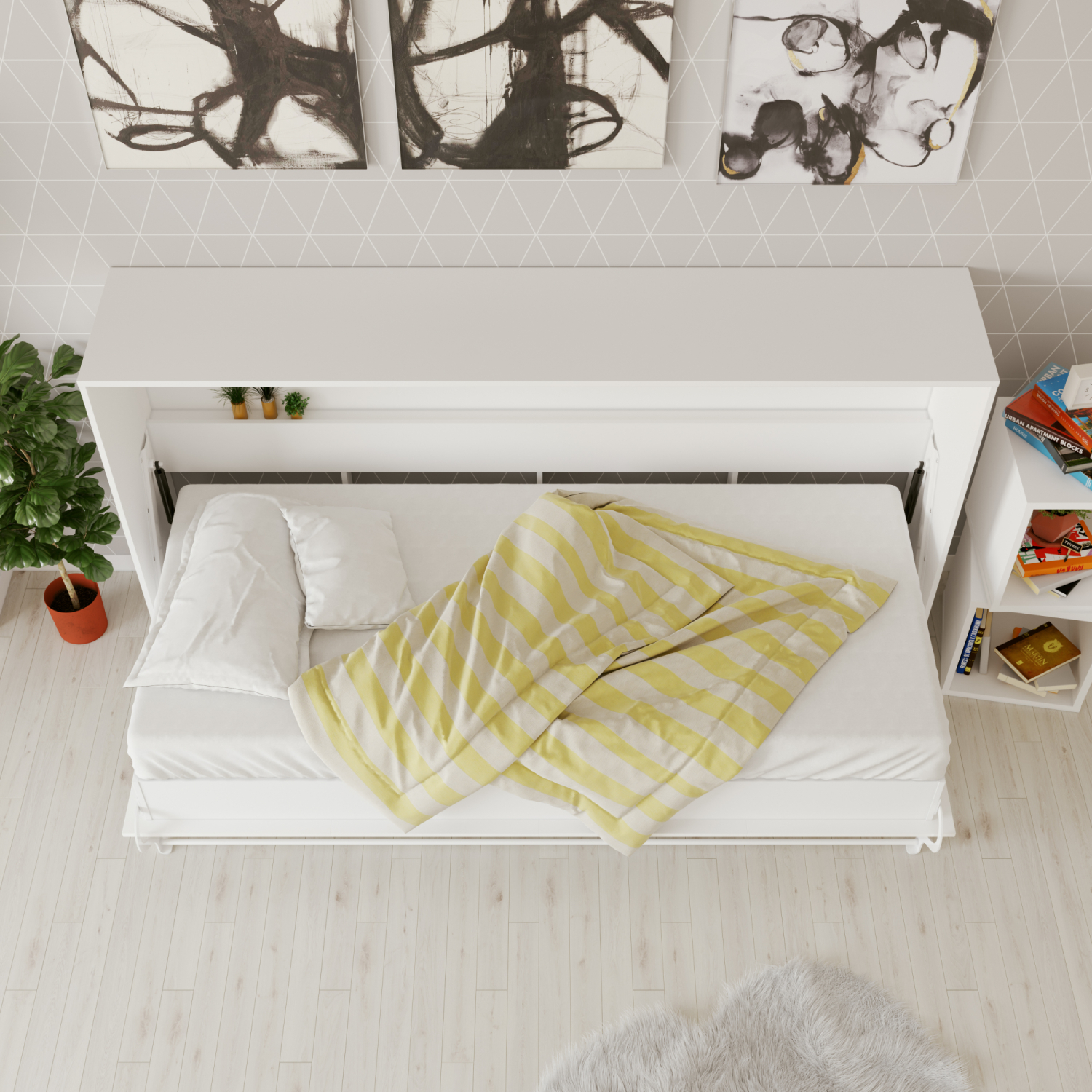 Nordic Skabsseng Lav Model 90x200 Cm Farve Skab: Hvid Front: Hvid Højglans