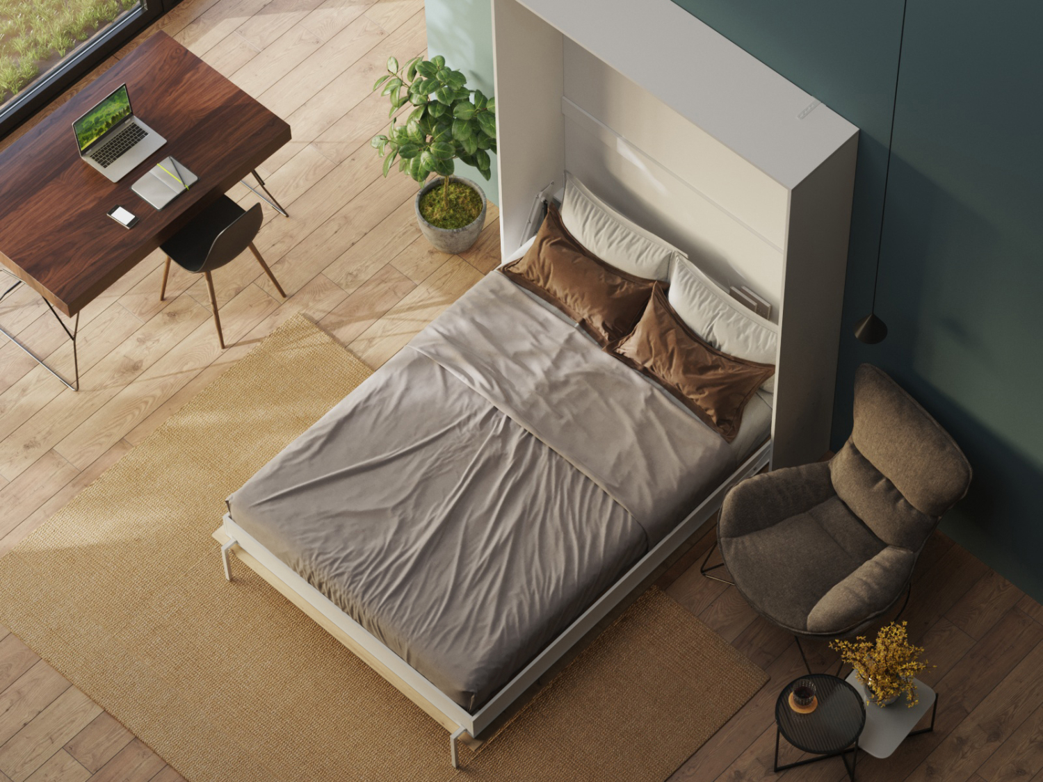 Classic Skabsseng  Høj Model 140x200cm Farve Skab: Hvid  Front: Hvid