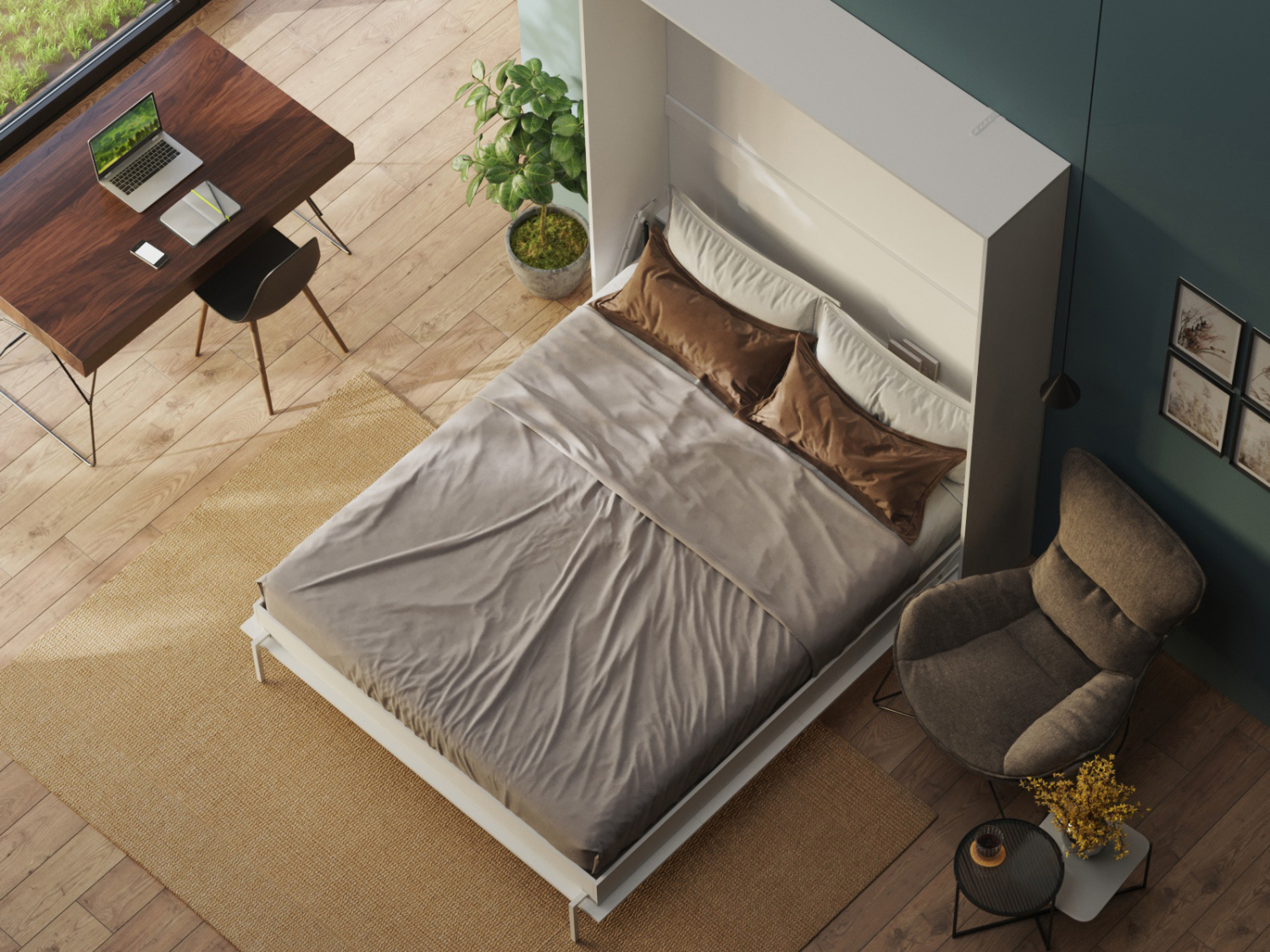 Classic Skabsseng  Høj Model 160x200cm Farve Skab: Hvid  Front: Hvid