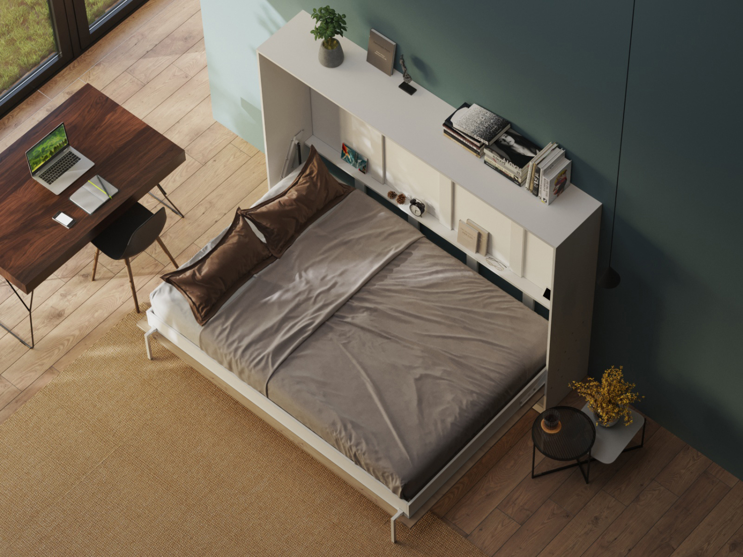 Classic Skabsseng  Lav Model 140x200cm Farve Skab: Hvid  Front: Vild Eg