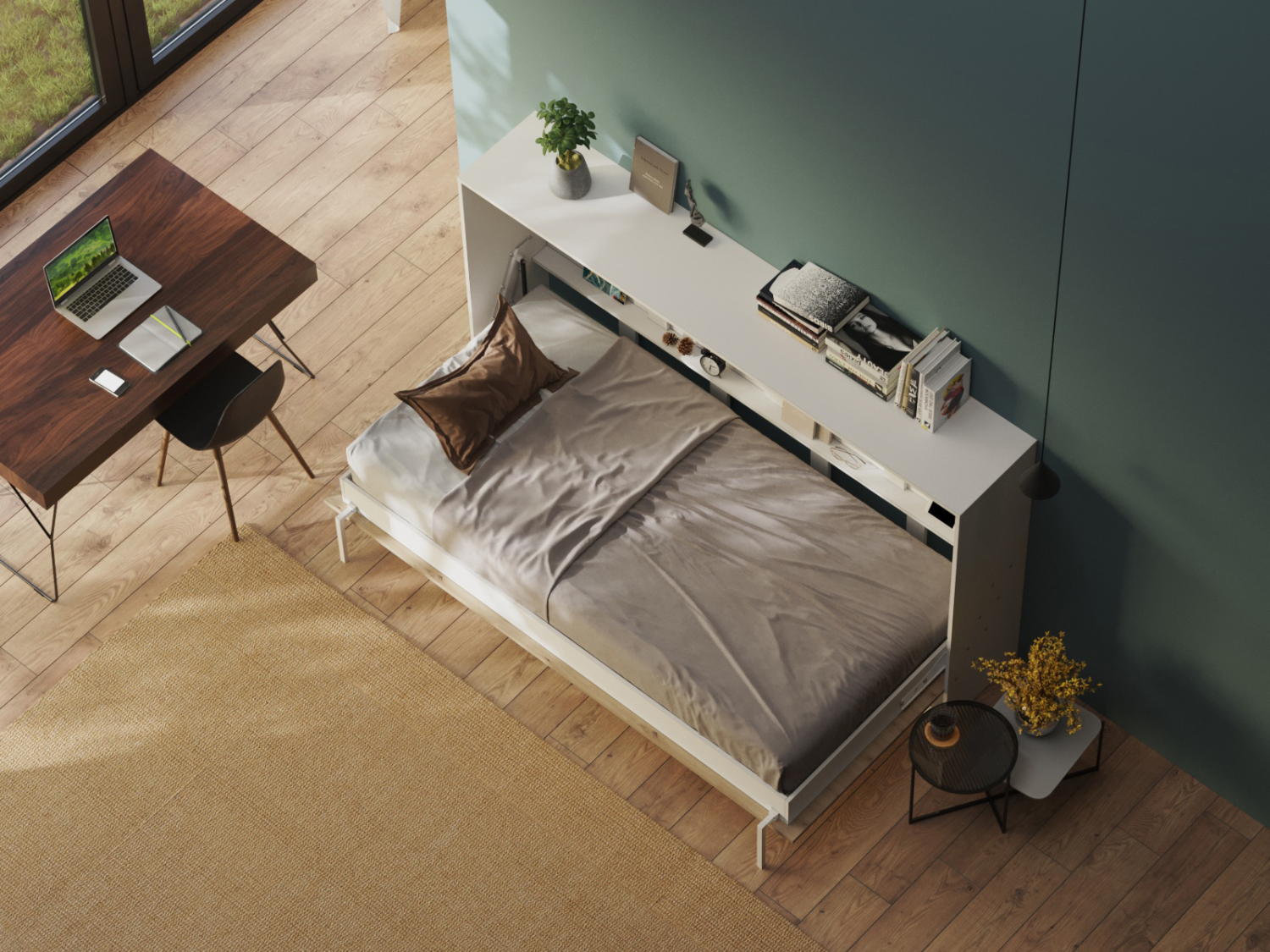 Classic Skabsseng  Lav Model 100x200cm Farve Skab: Hvid  Front: Vild Eg