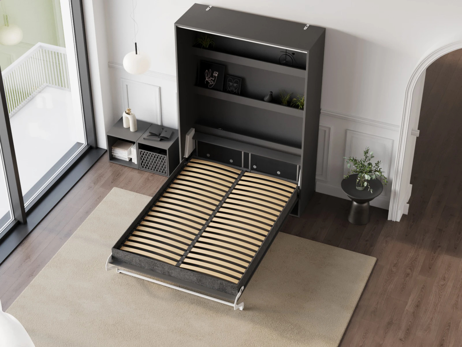 M3 Skabsseng Høj Model 140x200cm Farve Skab: Antracit Front: Antracit