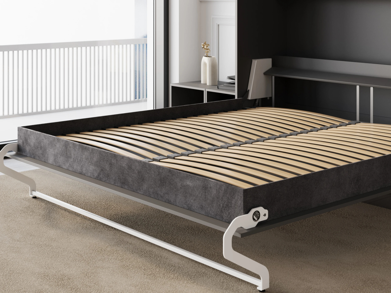 M3 Skabsseng Høj Model 180x200cm Farve Skab: Antracit Front: Antracit
