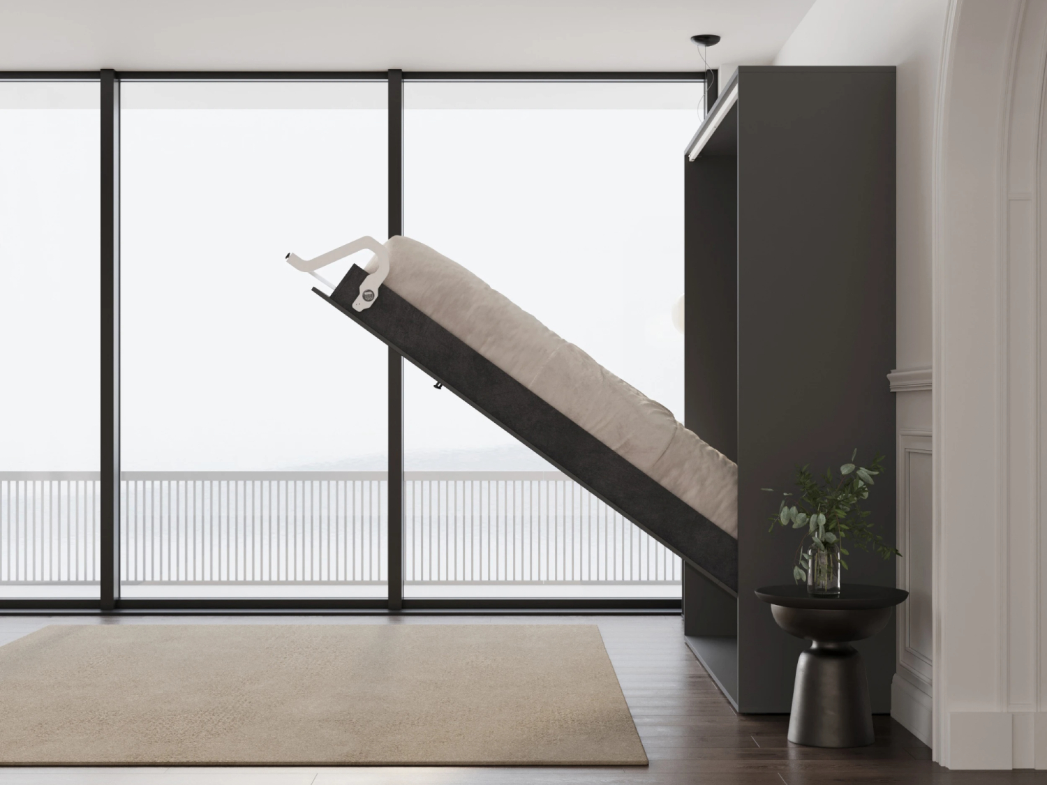 M3 Skabsseng Høj Model 160x200cm Farve Skab: Antracit Front: Hvid