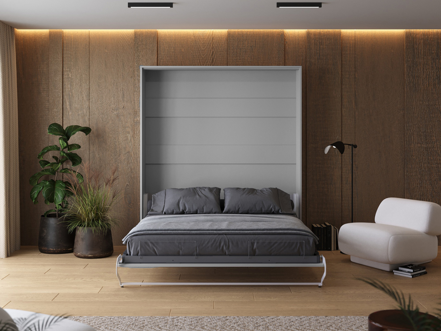 M1 Skabsseng  Høj Model 160x200cm Farve Skab: Grå  Front: Grå
