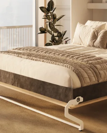 M3 Skabsseng  Høj Model 160x200cm Farve Skab: Hvid  Front: Kejser Eg