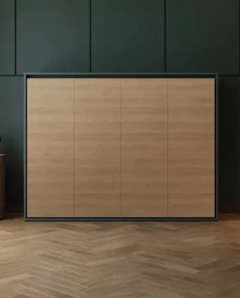 M2 Skabsseng  Lav Model 160x200cm Farve Skab: Grøn  Front: Kejser Eg