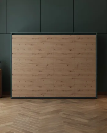 M2 Skabsseng  Lav Model 160x200cm Farve Skab: Grøn  Front: Vild Eg