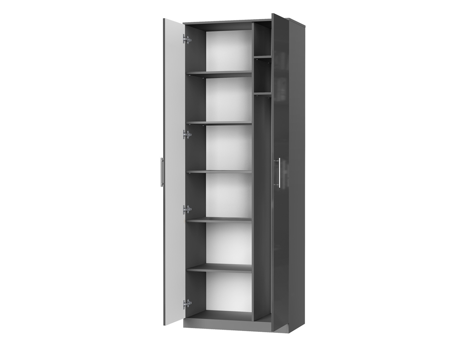 Nordic Skab  Høj Model  80cm Farve Skab: Antracit  Front: Antracit Højglans