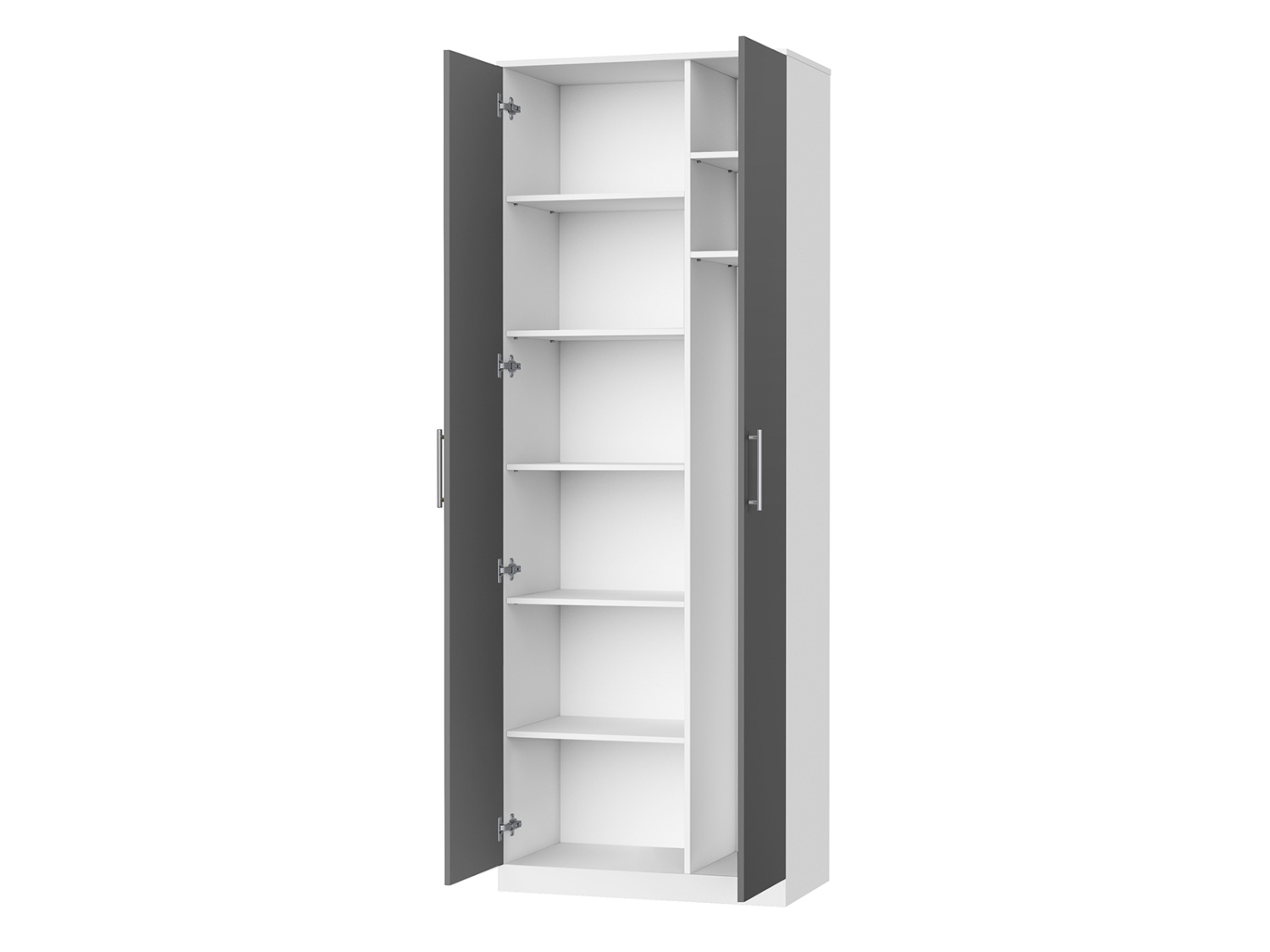 Nordic Skab  Høj Model  80cm Farve Skab: Hvid  Front: Antracit