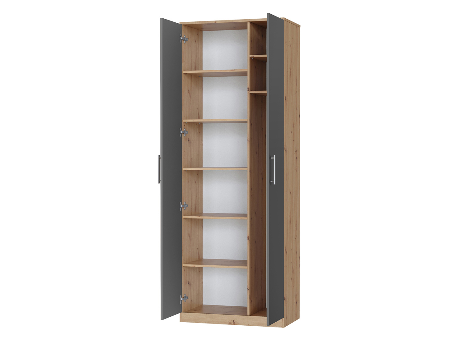 Nordic Skab  Høj Model  80cm Farve Skab: Vild Eg  Front: Antracit