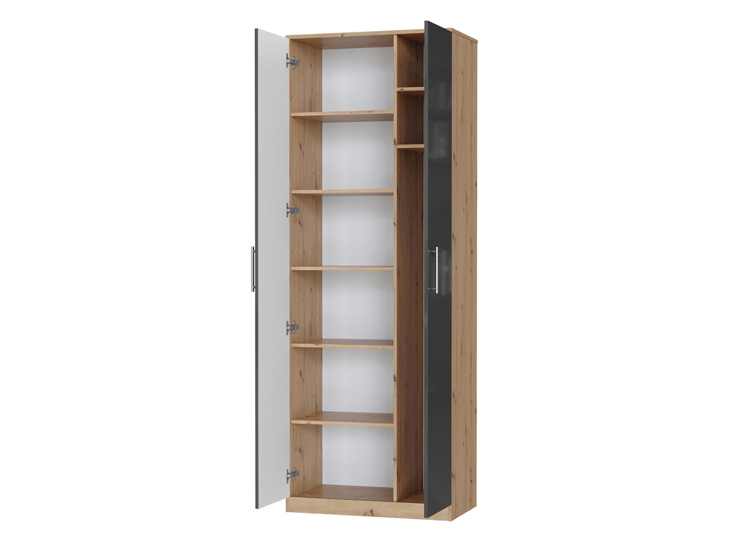 Nordic Skab  Høj Model  80cm Farve Skab: Vild Eg  Front: Antracit Højglans