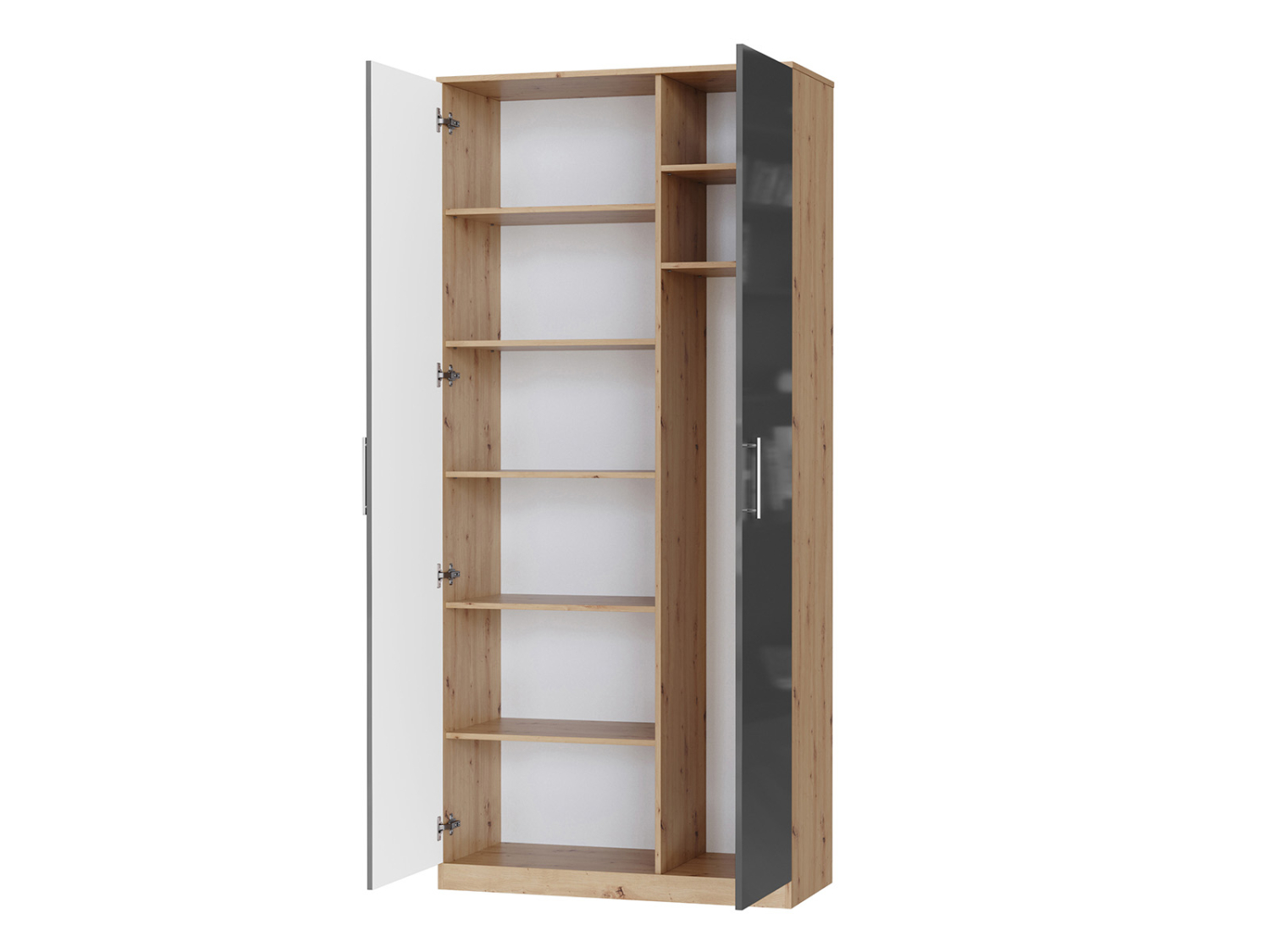Nordic Skab  Høj Model  100cm Farve Skab: Vild Eg  Front: Antracit Højglans