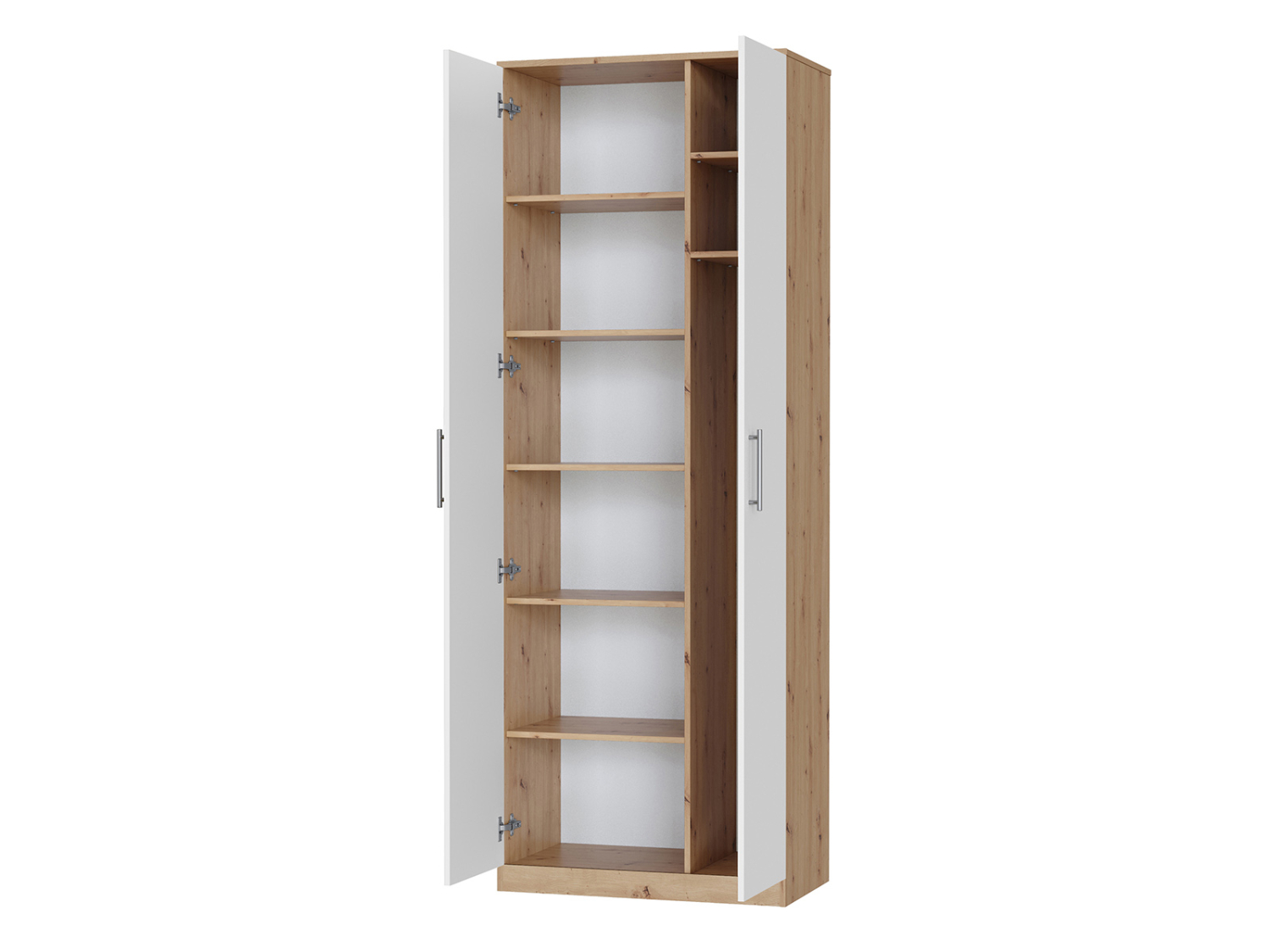 Nordic Skab  Høj Model  80cm Farve Skab: Vild Eg  Front: Hvid