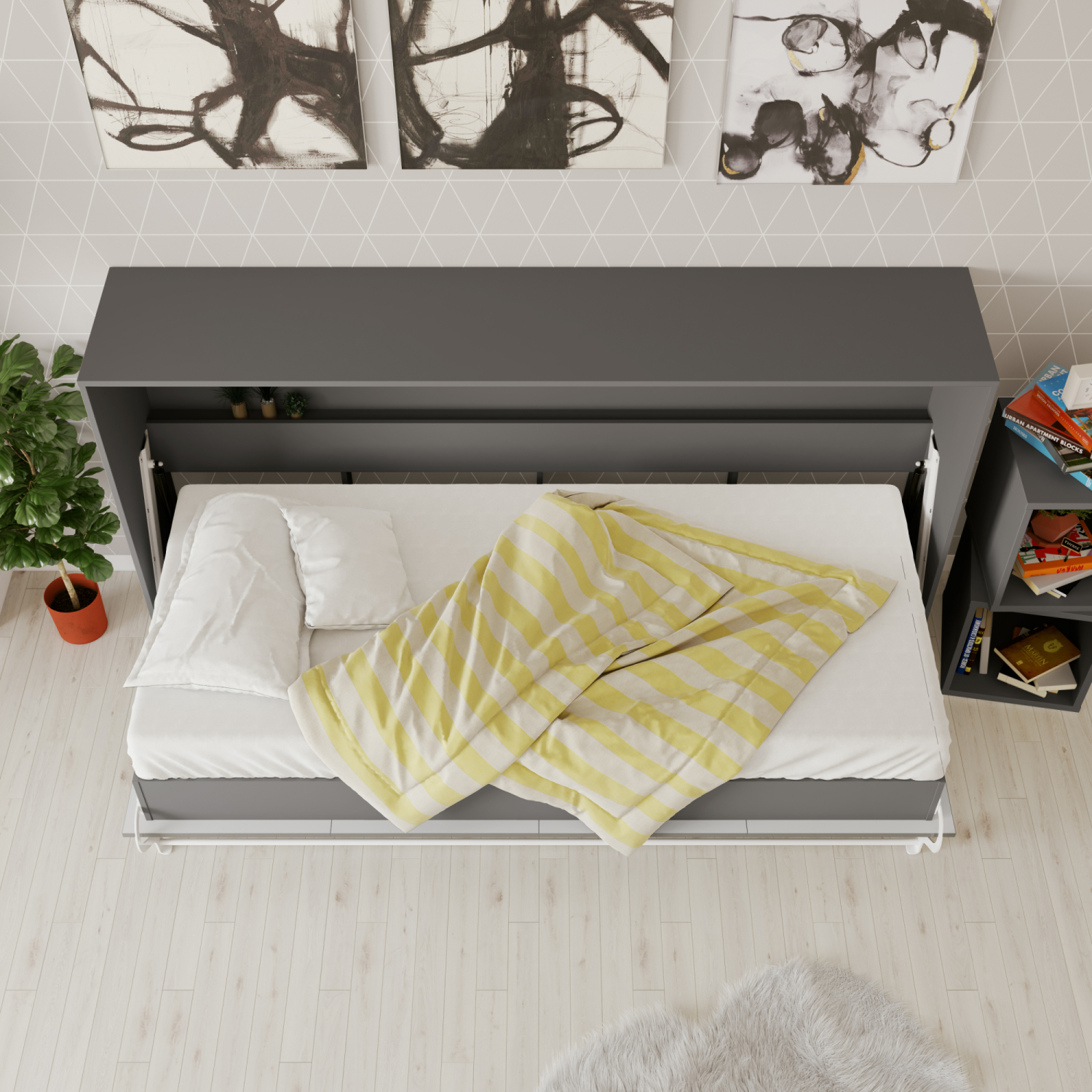 Nordic Skabsseng  Lav Model 90x200 Cm Farve Skab: Antracit  Front: Antracit Højglans