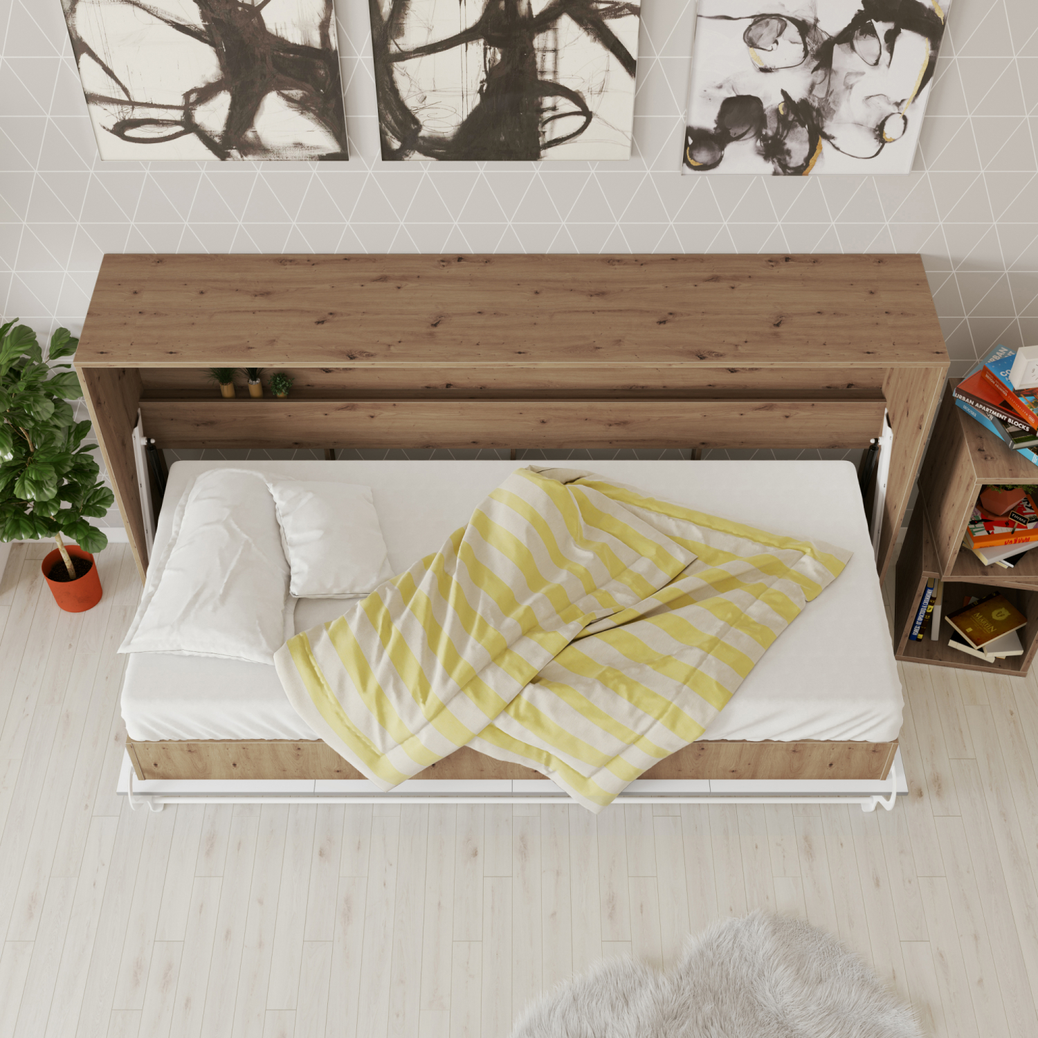Nordic Skabsseng  Lav Model 90x200 Cm Farve Skab: Vild Eg  Front: Antracit