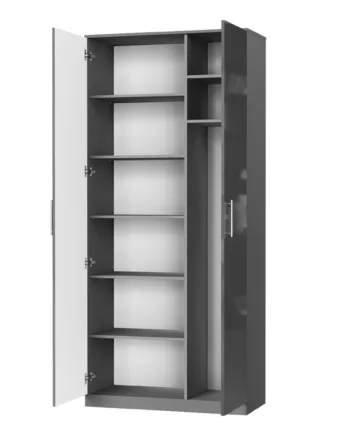 Nordic Skab  Høj Model  100cm Farve Skab: Antracit  Front: Antracit Højglans