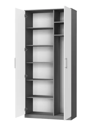 Nordic Skab  Høj Model  100cm Farve Skab: Antracit  Front: Hvid
